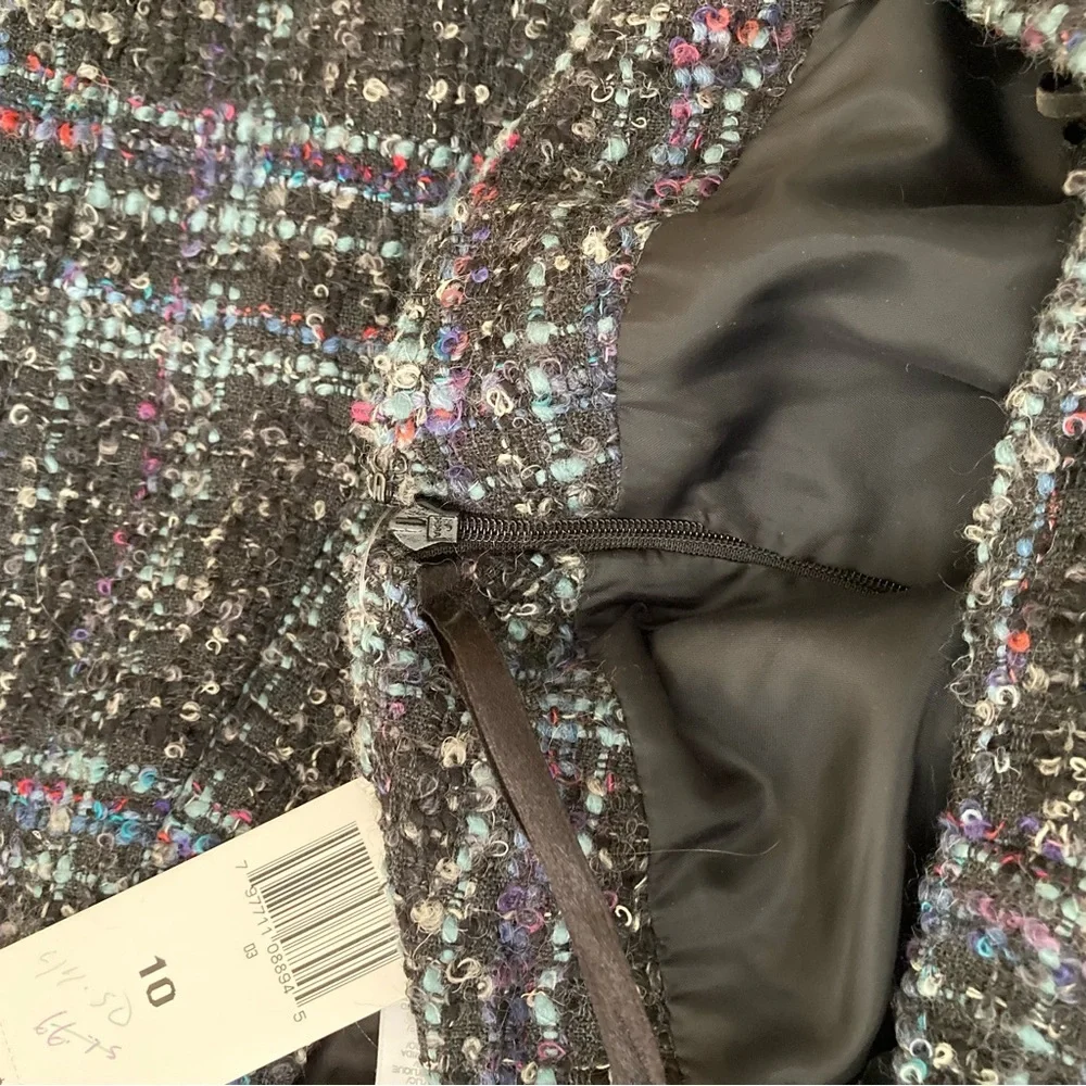 Jones New York Wool Blend Plaid Skirt Black Blue
